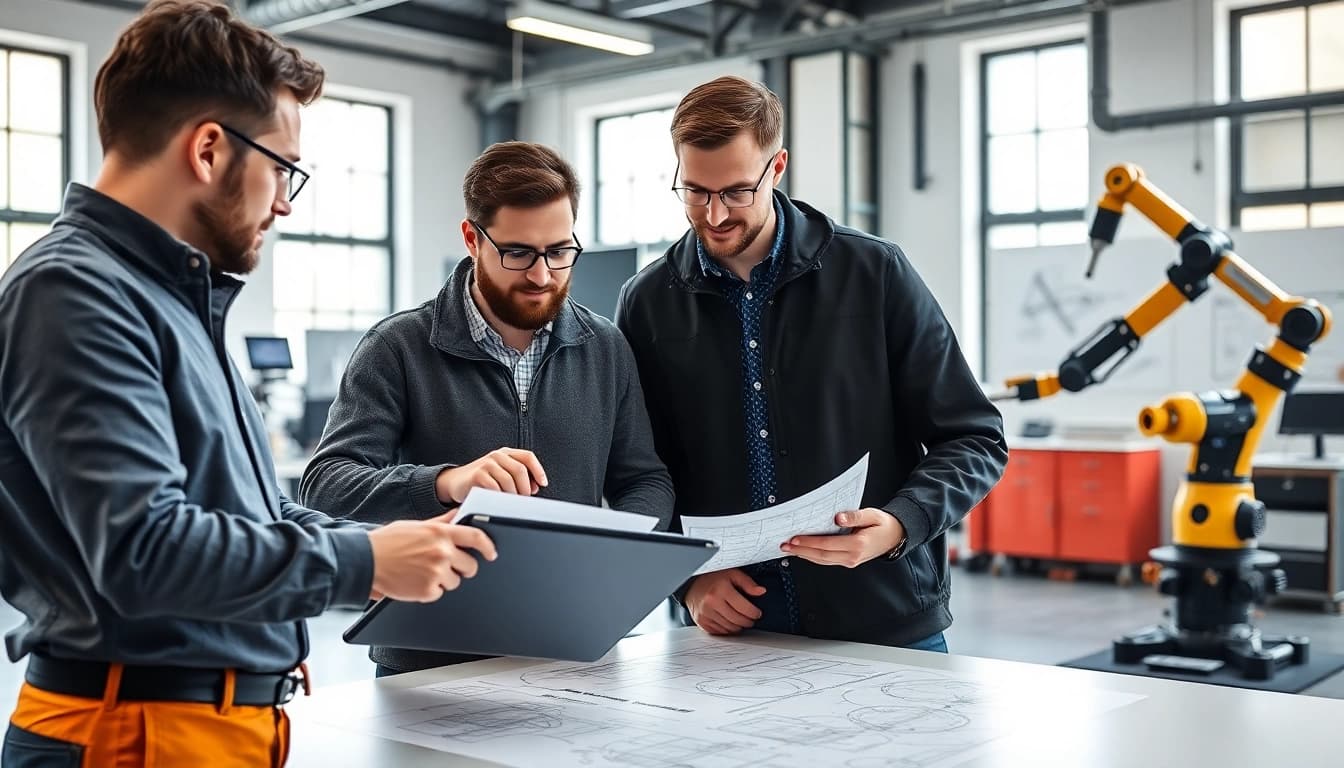 Botland Ingenieure präsentieren innovative Lösungen in modernem Designstudio.