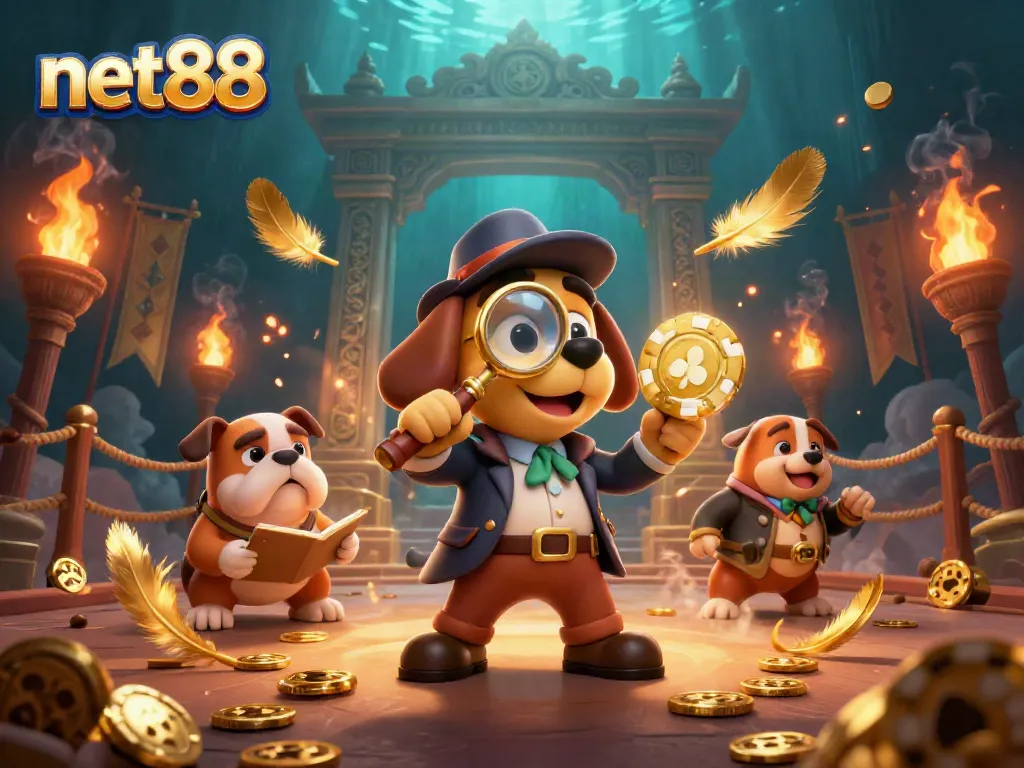 Join net88 as the detective and dog uncover hidden treasures in an exciting 3D casino adventure.