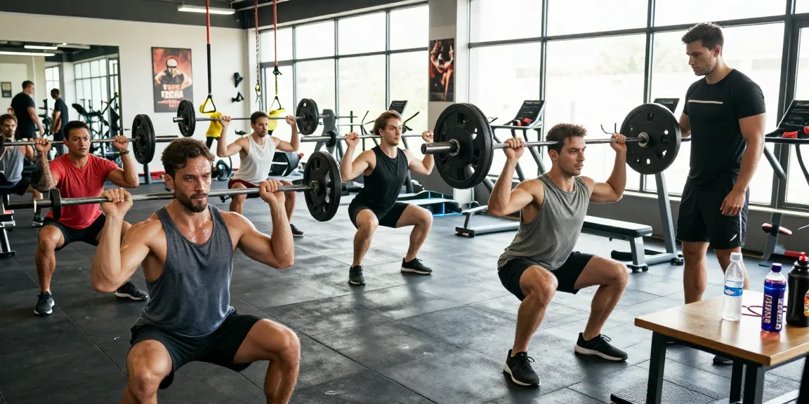 Aktive Bodybuilder im Anabolika Shop beim Krafttraining, stark und fokussiert, in heller, moderner Gym-Atmosphäre.