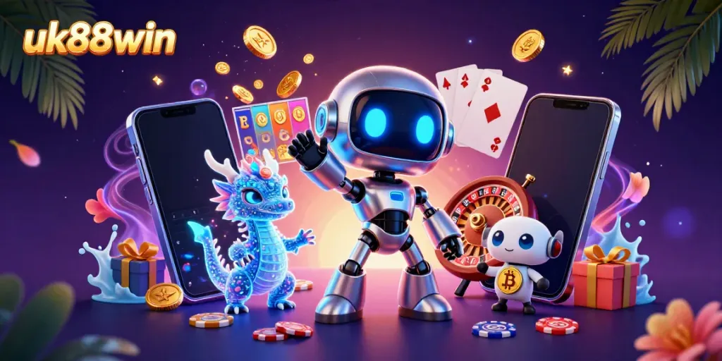 Engage in winning strategies at uk88win with vibrant 3D casino characters, games, and dynamic elements.