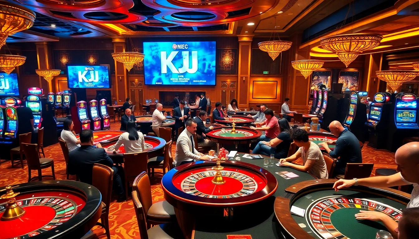 KJC players engaging in a thrilling casino game at lavish tables.