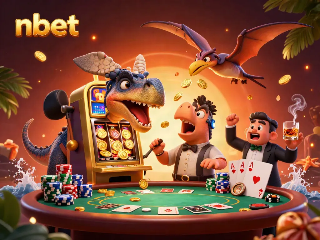 nbet casino scene featuring a pachycephalosaurus winning jackpot coins with vibrant gaming elements.