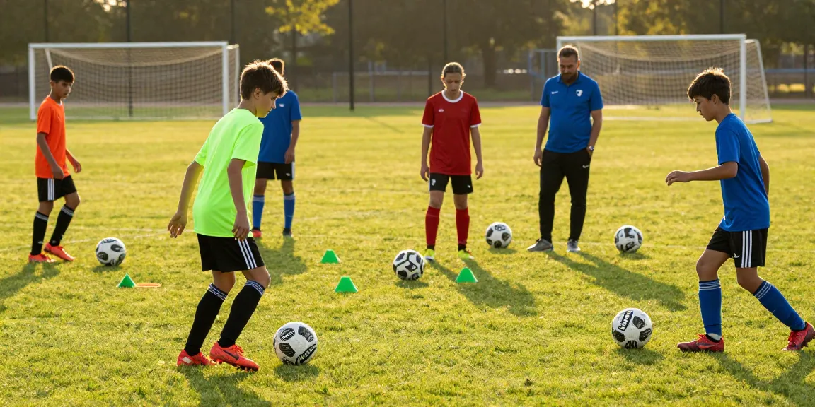 Junge Spieler trainieren mit einem hochwertigen Trainingsball Fußball von Mantom auf einem grünen Feld.