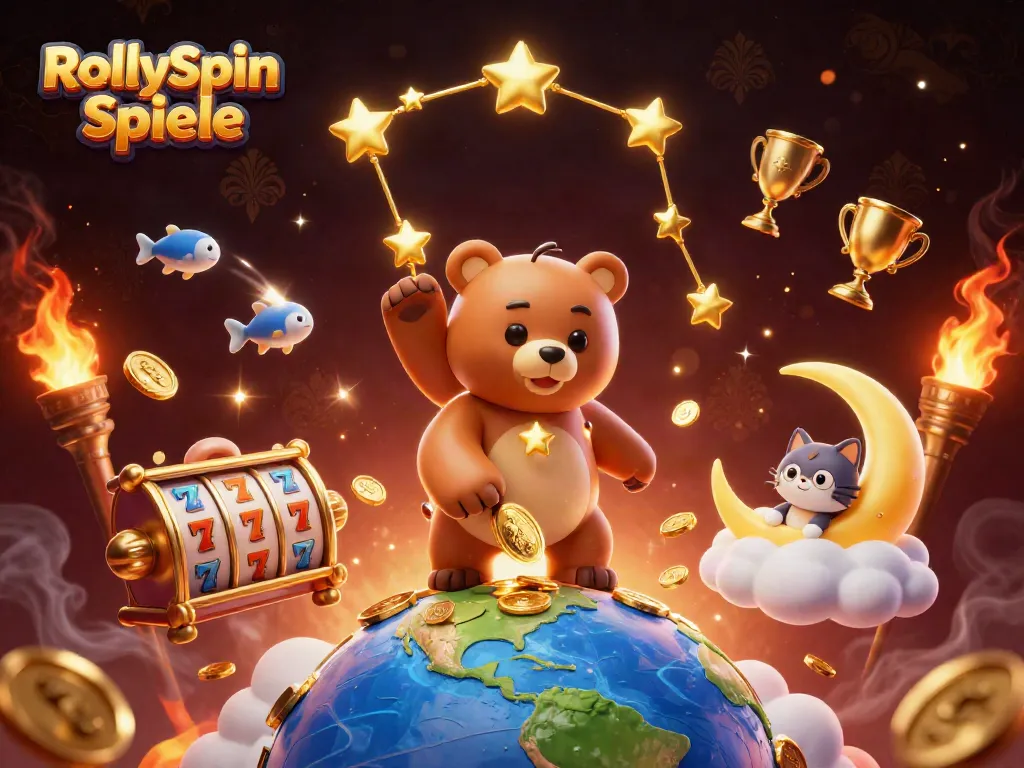 Spiele RollySpin mit aufregenden Slot-Elementen und einer magischen 3D-Illustration.