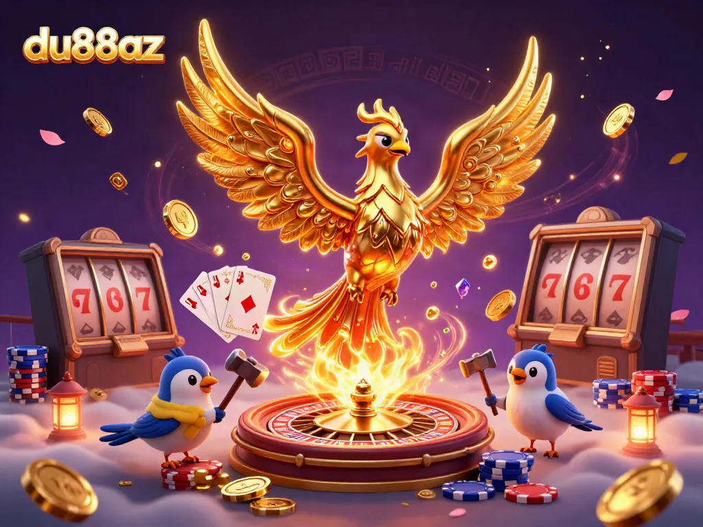 Engage in thrilling gambling at du88az with a golden phoenix and dynamic casino elements.