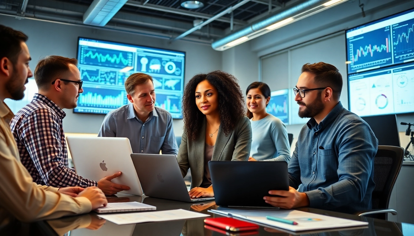 Professionelle IT Consulting-Experten analysieren Daten in einem modernen Buero.