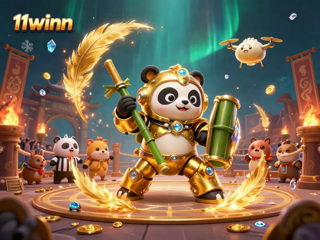 Experience the thrill of 11winn in a vibrant 3D casino arena with epic battle elements.