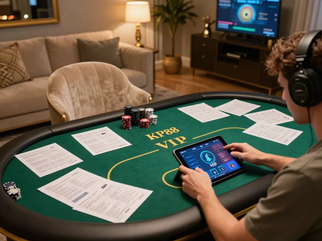 Experience unmatched excitement with KP88 VIP poker gameplay on your tablet in a cozy setting.