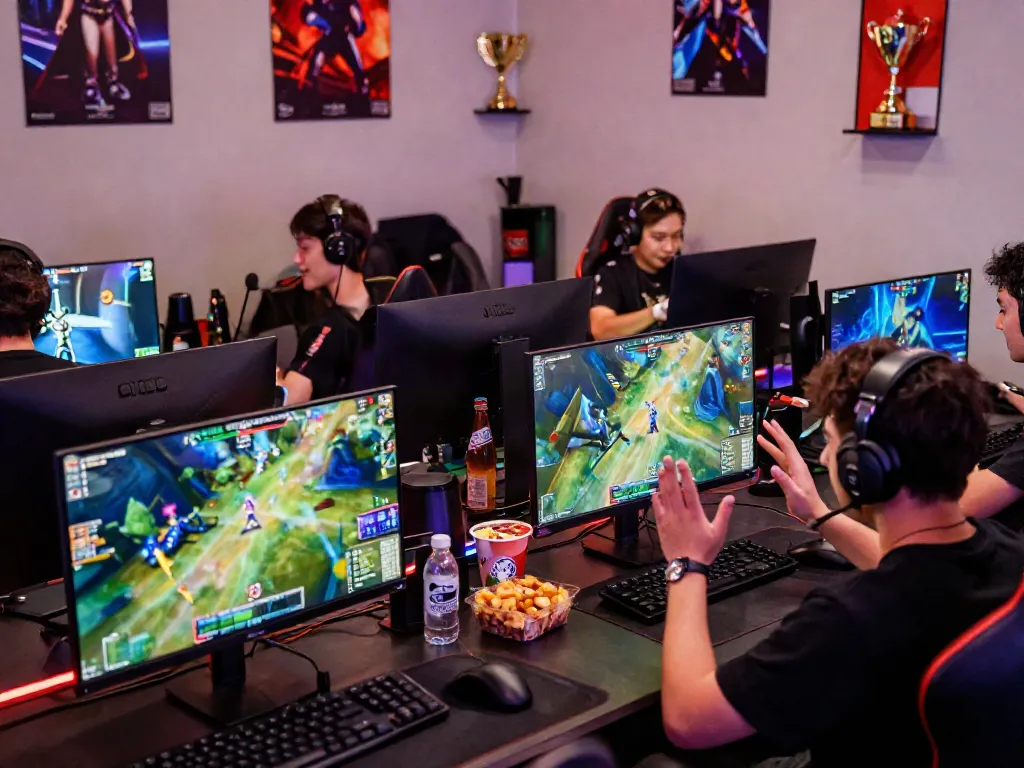 Rokok88 online gaming experience with players immersed in thrilling gameplay.