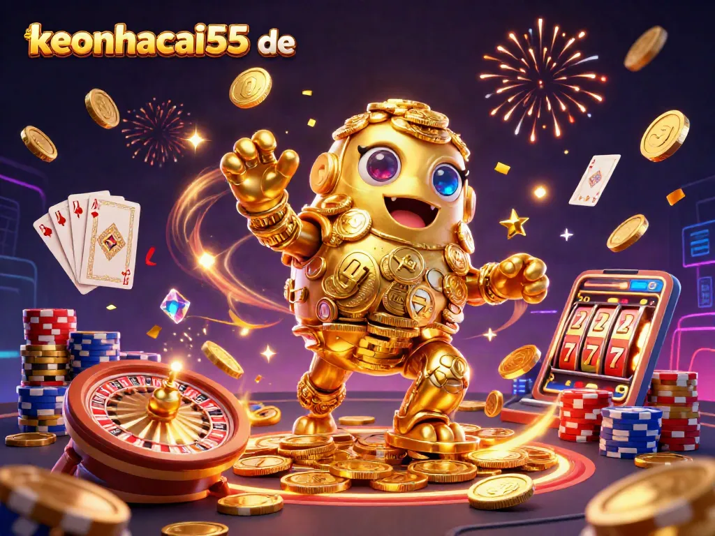 Spin the reels and win big with keonhacai55 de at this vibrant casino illustration.