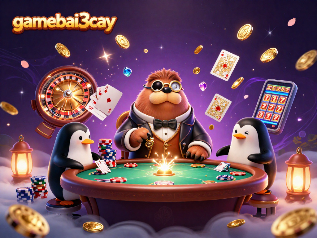 Engage with gamebai3cay at an underwater casino featuring a playful walrus, penguin dealer, and a bluffing pufferfish.
