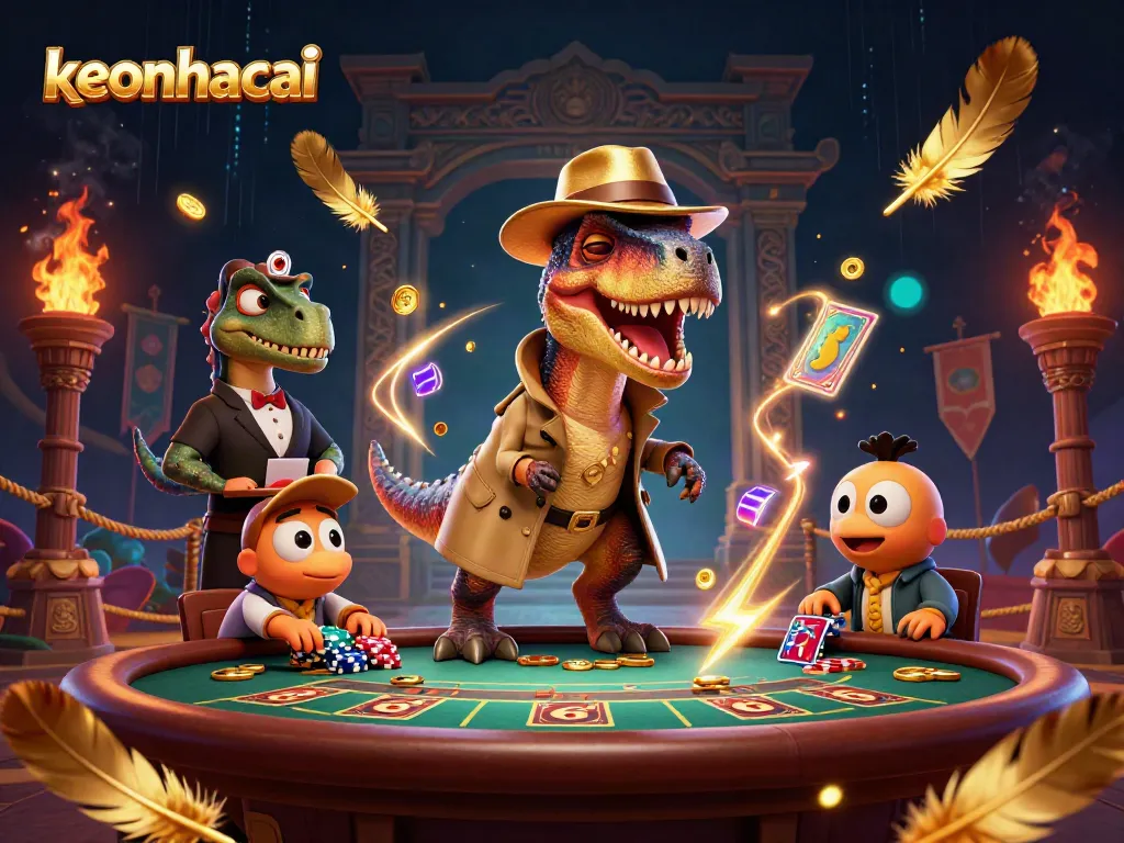 Engage in exciting bets with keonhacai as a velociraptor card counter and stegosaurus pit boss attend a blackjack showdown.